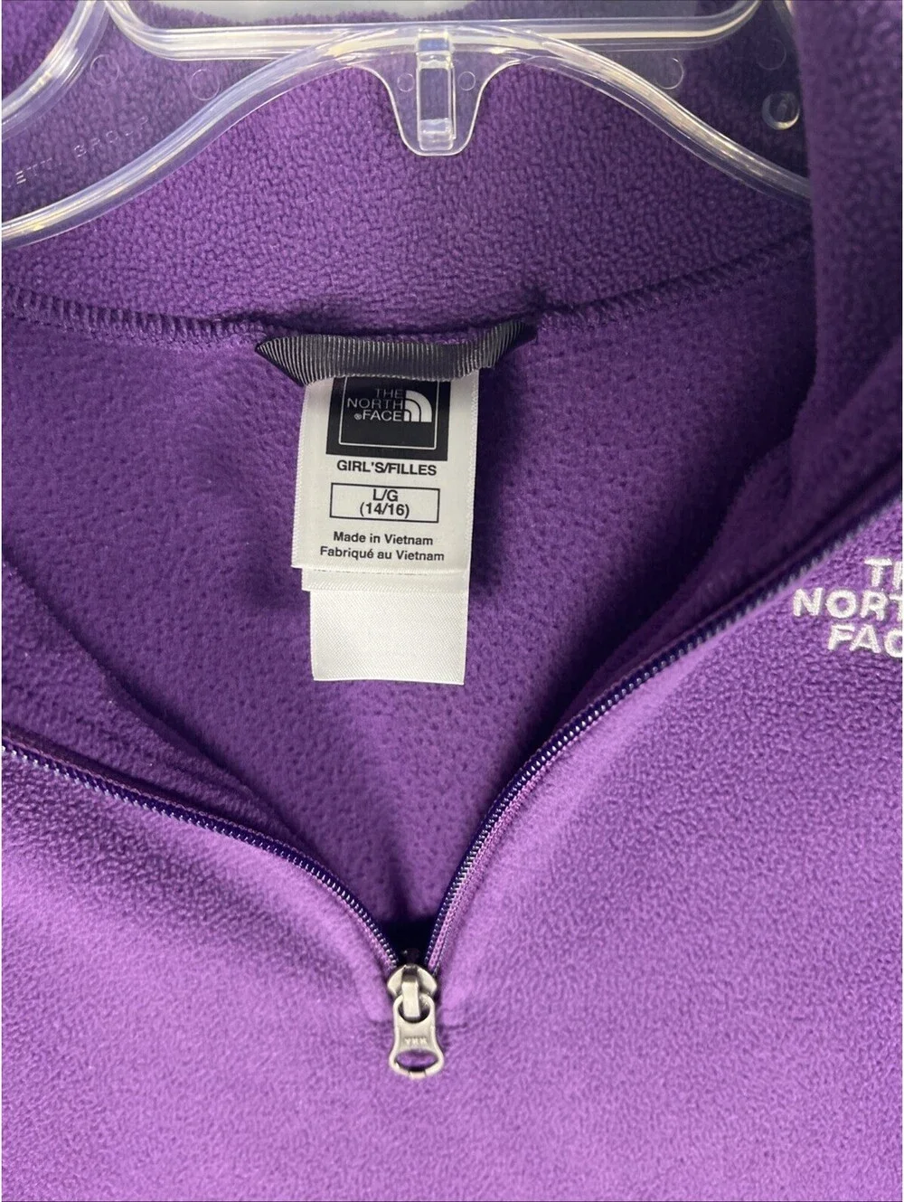 Northface Girls/Youth Purple Fleece 3/4 Zip Pullover Jacket Size Large 14-16